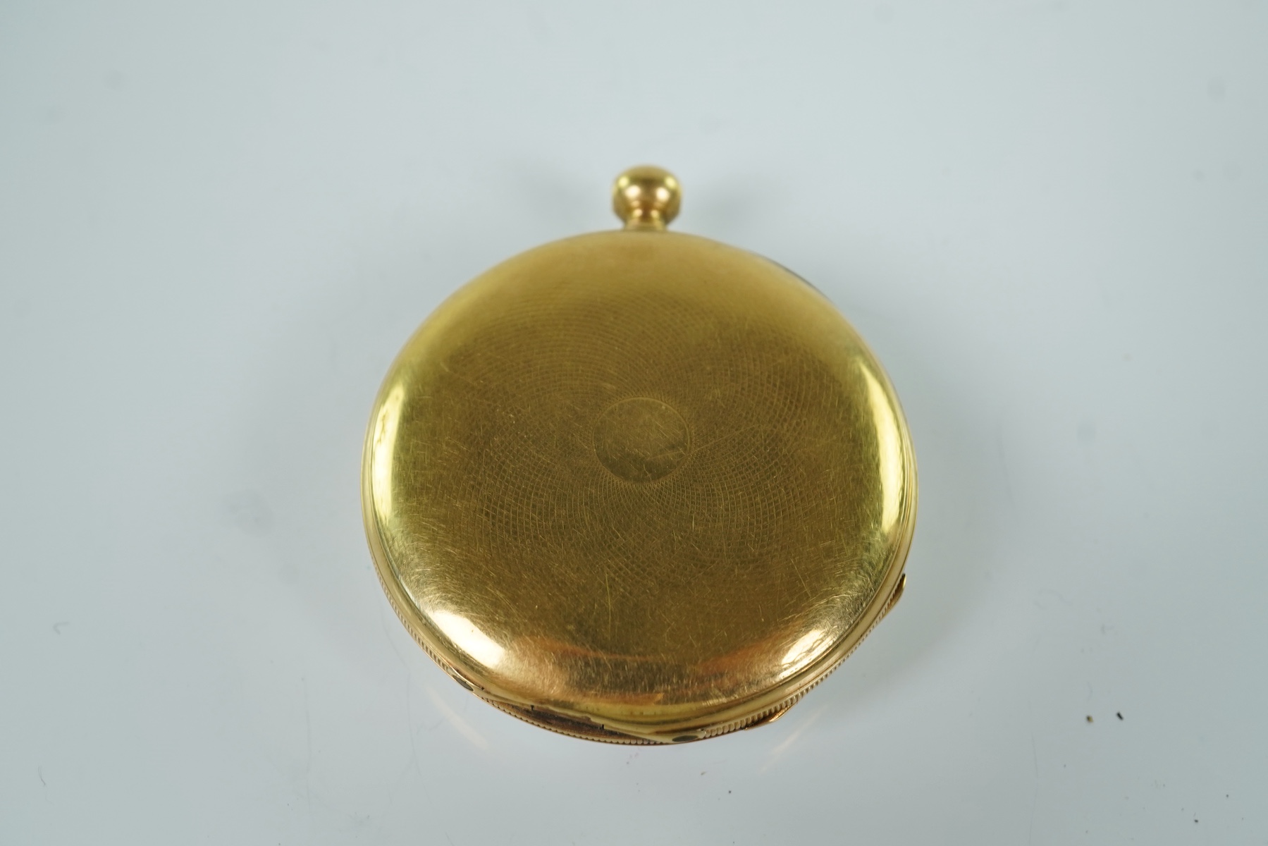 A 19th century Swiss Geil & Hess engine turned 18k open faced lever pocket watch